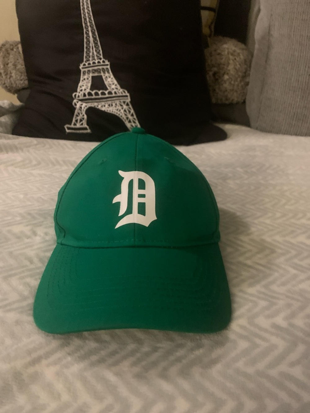 Green Kids Baseball Cap with White 'D' Logo